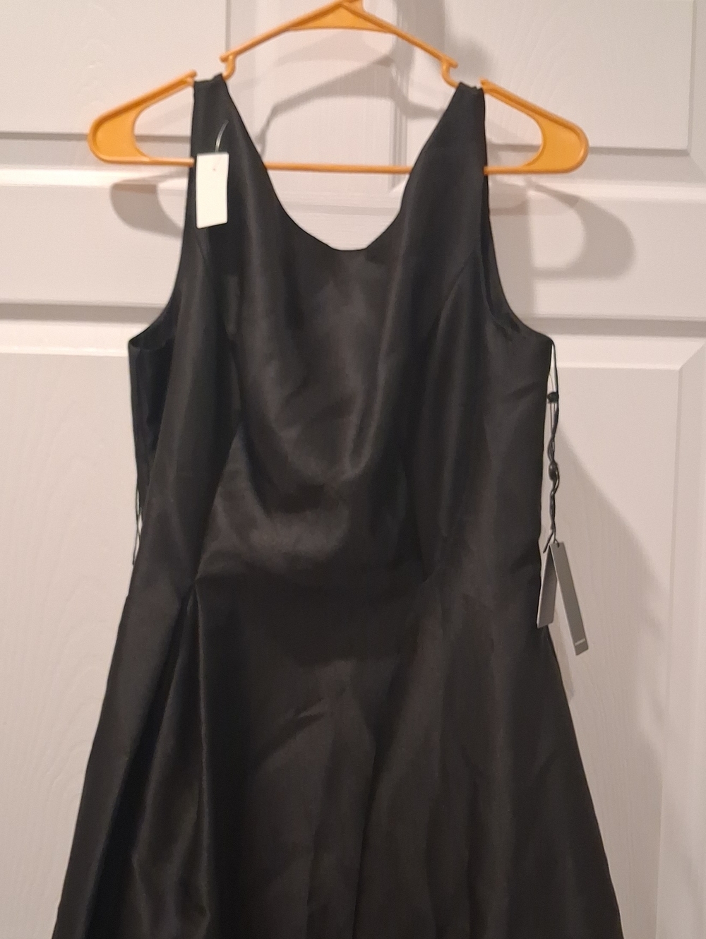 Adrianna Papell Black Satin A-Line Formal Dress